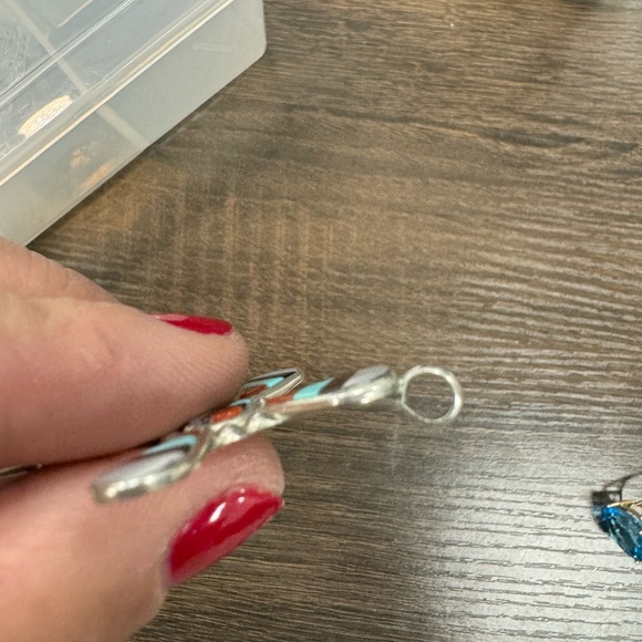 Zuni Native American Sterling Silver Inlay Cross-Signed - Picture 6 of 7